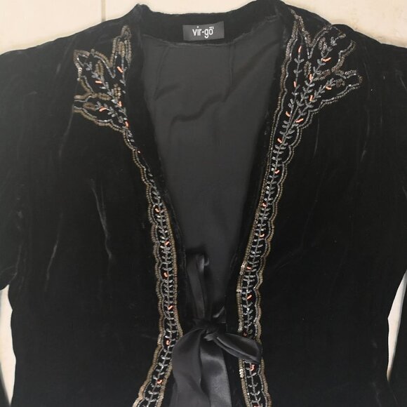 Vintage Victorian velvet Embroidered Statement sleeve jacket - Picture 2 of 9